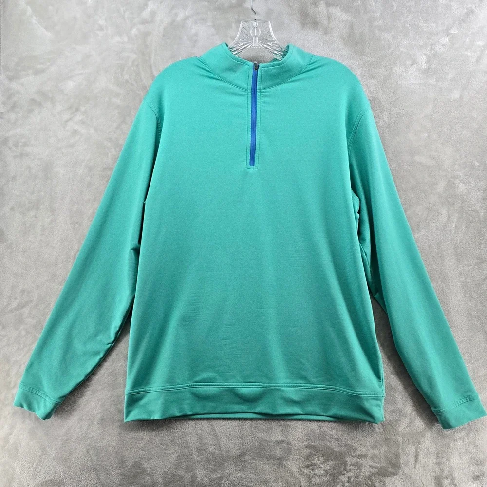 Peter Millar Quarter Zip Pullover Mens L Teal Performance Stretch Mock Neck